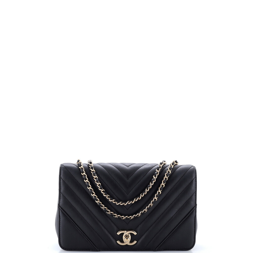 Chanel Small Statement Flap Bag Chevron Calfskin